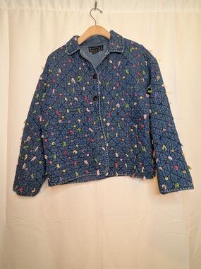Vintage Quilted Embroidered Denim Jacket